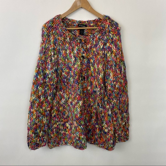 Lane Bryant Sweaters - Lane Bryant 18/20 Chunky Knit Cardigan Sweater colorful acrylic knit